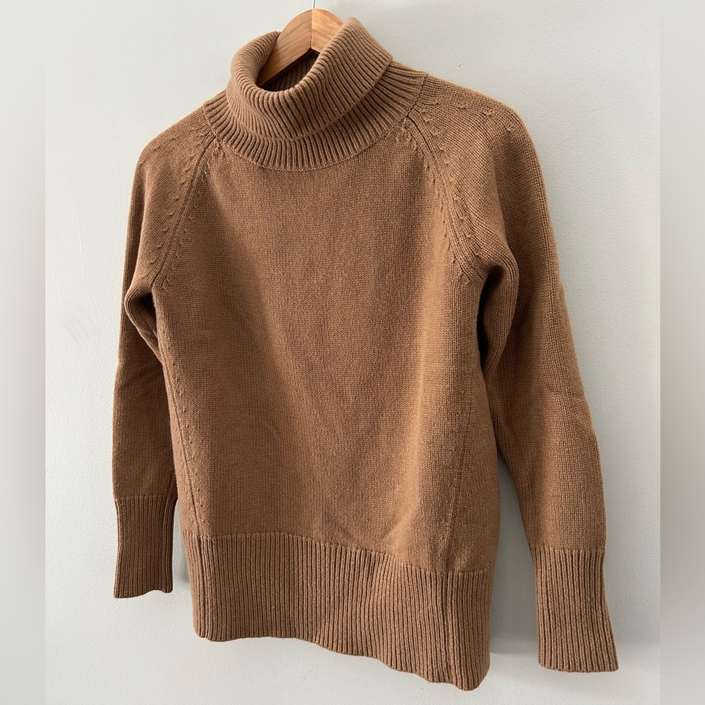 Babaton X Aritzia Camel Brown Wool Cashmere Blend Cozy Knit Turtleneck Sweater - Picture 3 of 5